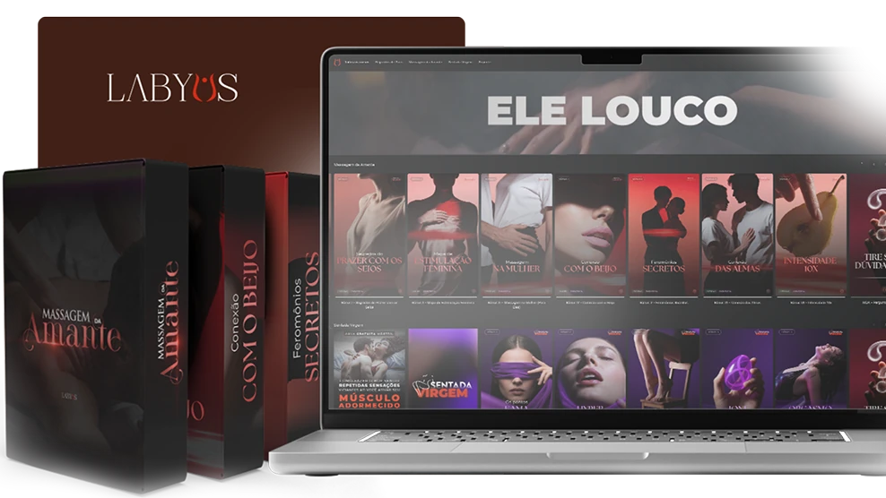 Conteúdo do método Labyus em caixas e notebook